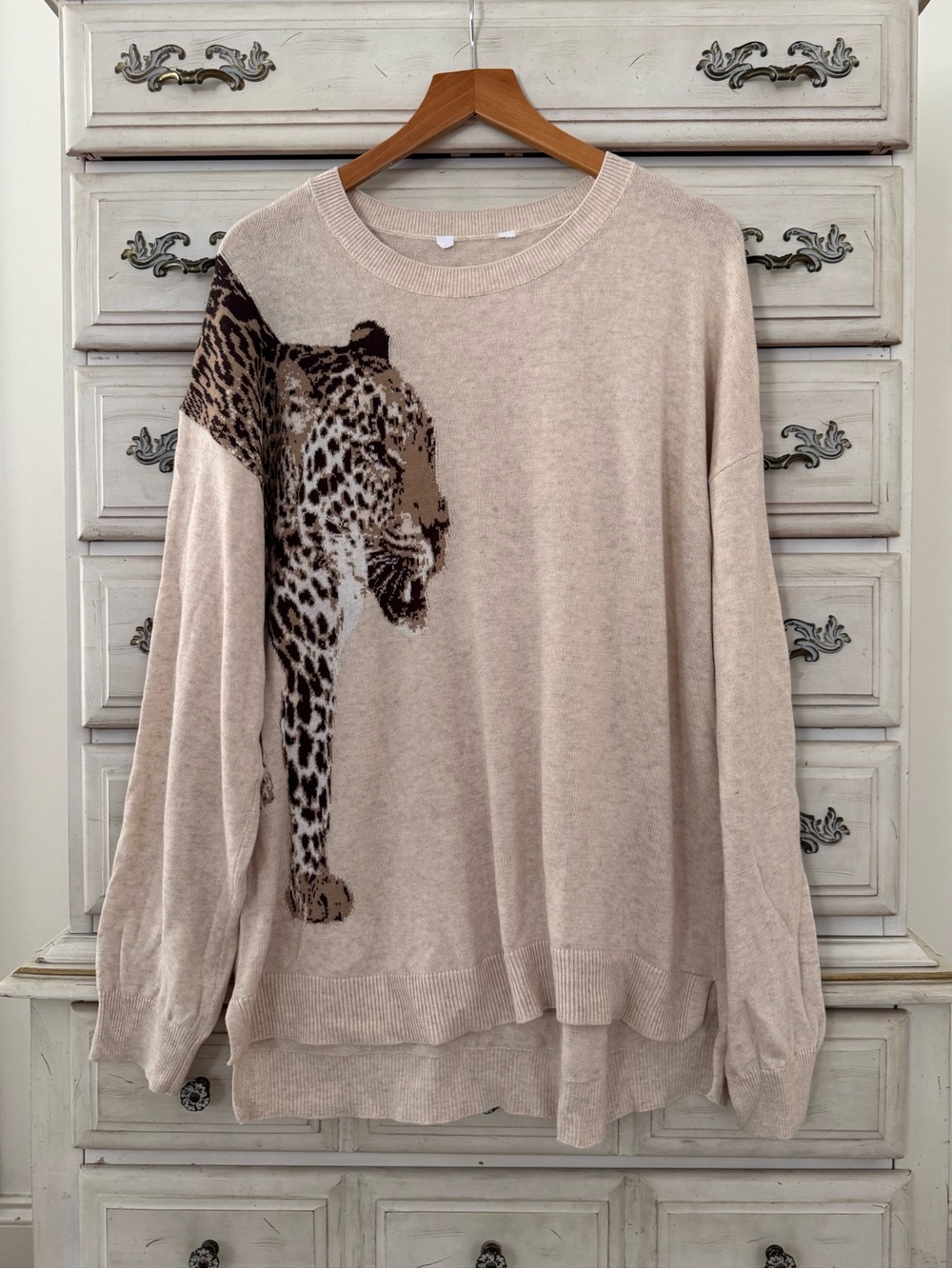 Leopard Wrap Around Cotton Sweater